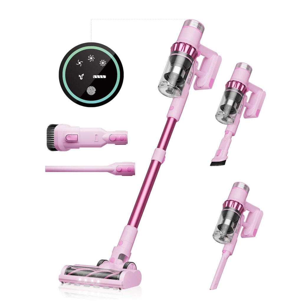 Belife Cordless Vacuum Cleaner, 38Kpa 450W Stick Vacuum Cleaners for Home Carpet Hardwood Floor, Wireless Household Vaccum for Pet Hair with Led Touch Display, Up to 45mins...