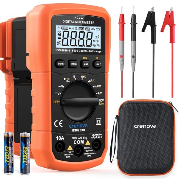Crenova MS8233D Multimeter 6000 Counts Digital Multimeter DC AC Volt Meter Ohm Volt Amp Tester Measures Voltage Current Resistance Capacitance Continuity Diode Duty-Cycle... Crenova MS8233D Multimeter 6000 Counts Digital Multimeter DC AC Volt Meter Ohm Volt Amp Tester Measures Voltage Current Resistance Capacitance Continuity Diode Duty-Cycle...