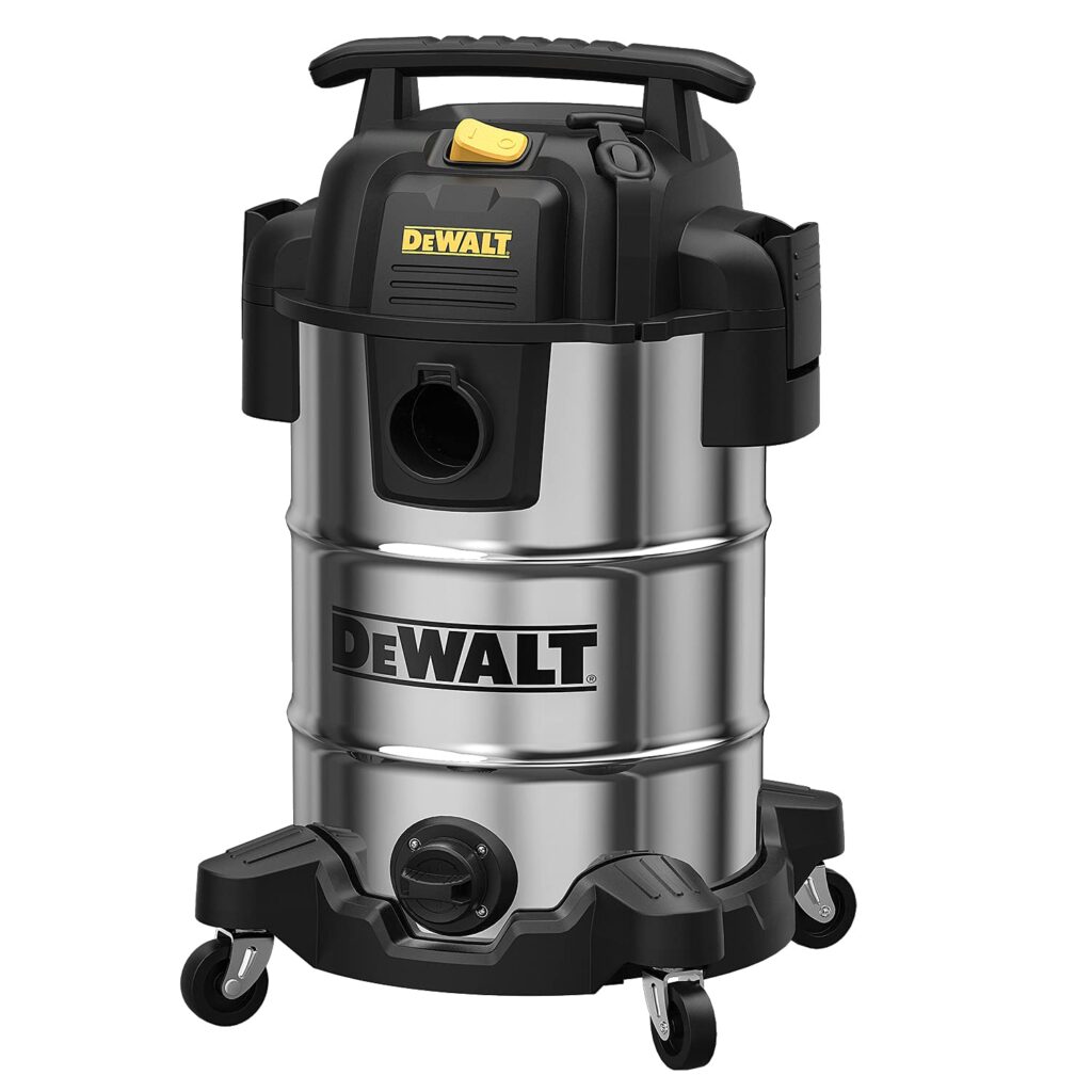 DEWALT DXV08S 8 Gallon Wet/Dry Vacuum, 4 Peak HP Shop Vacuum, Stainless Steel Tank, Silver