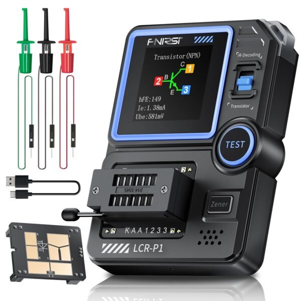 FNIRSI LCR-P1 Transistor Tester, Mosfet Transistor Capacitor Tester, SMD Electronic Component Tester, Diode Triode Zener Diode Resistance Inductance Battery Test LCR Meter MOS...