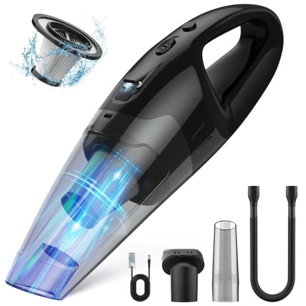 Handheld Vacuum Cordless Rechargeable 3-in-1, USB Charge, Car Vacuum with LED, HEPA Filter, 1.65LBs Lightweight Vacuum Cleaner for Dust, Pet Hair