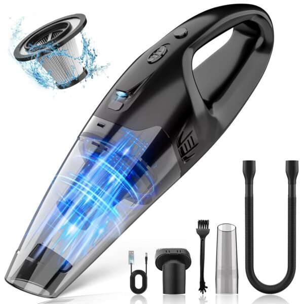 Handheld Vacuum Cordless Rechargeable, Car Vacuum Cleaner with LED, USB Charge, 1.65LBs Hand Vacuum Cordless, for Car/Home/Pet
