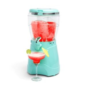 Nostalgia Frozen Drink Maker and Margarita Machine for Home - 128-Ounce Slushy Maker with Stainless Steel Flow Spout - Easy to Clean and Double Insulated - Aqua