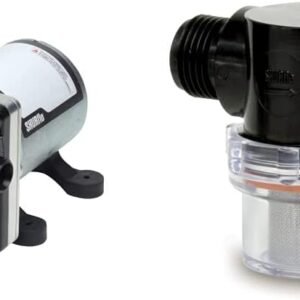 SHURFLO 4008-101-E65 3.0 Revolution Water Pump, Grey & (255-313) 1/2" Twist-On Pipe Strainer