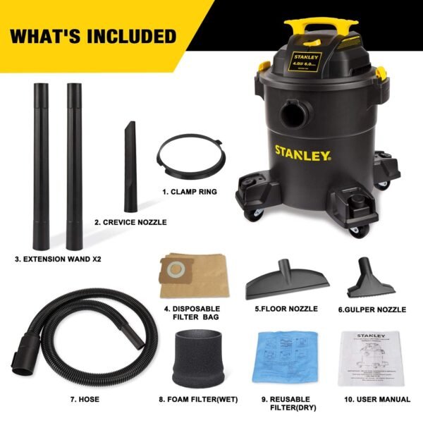 Stanley Wet Dry Vacuum SL18116P Review Powerful 4HP Motor and Large Capacity