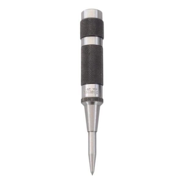 Starrett Steel Automatic Center Punch with Adjustable Stroke - 5-1/4" (130mm) Length, 11/16" (17mm) Punch Diameter, Lightweight, Knurled Steel Handle - 18C Starrett Steel Automatic Center Punch with Adjustable Stroke - 5-1/4" (130mm) Length, 11/16" (17mm) Punch Diameter, Lightweight, Knurled Steel Handle - 18C