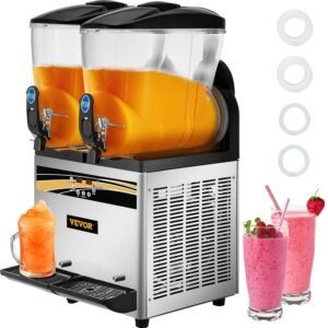 VEVOR Commercial Slushy Machine, 15Lx2 Tank Margarita Maker, 1000W Stainless Steel Smoothie Frozen Drink Maker for Supermarkets Cafés Restaurants Bars Home Use VEVOR Commercial Slushy Machine, 15Lx2 Tank Margarita Maker, 1000W Stainless Steel Smoothie Frozen Drink Maker for Supermarkets Cafés Restaurants Bars Home Use